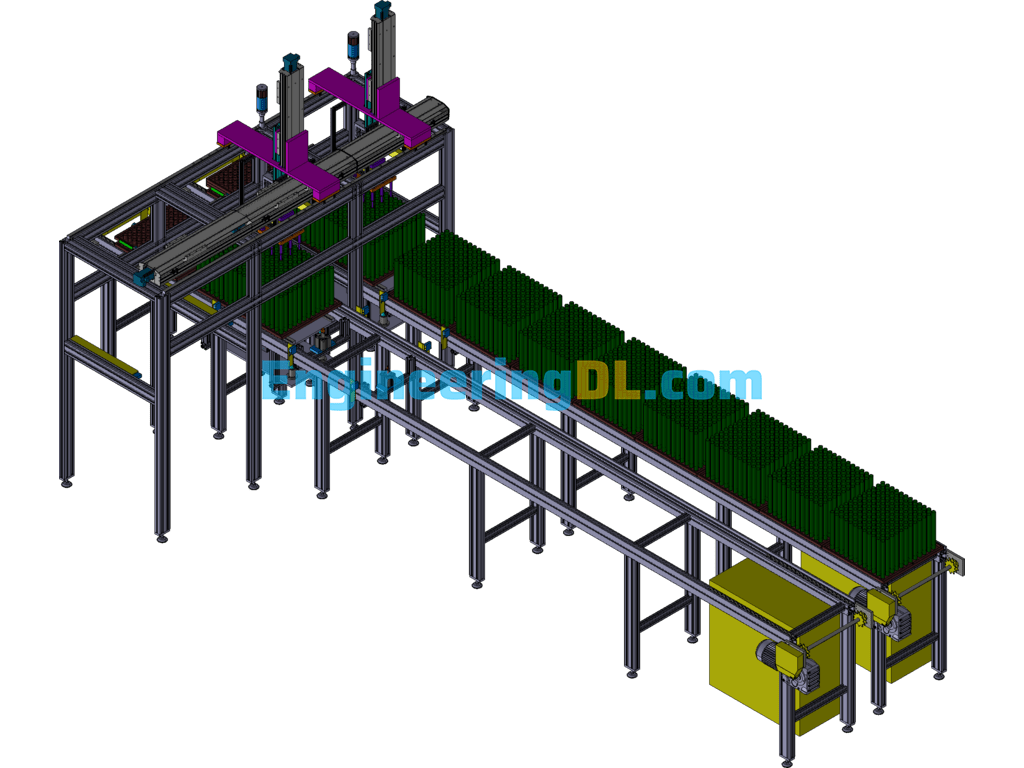 Conveyor Chain Gripping And Shifting Robots 3D Exported Free Download