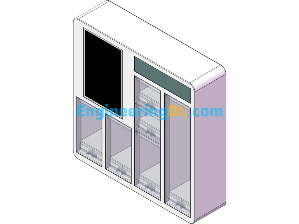 Mini Unmanned Vending Machine Hotel Grid Cabinet SolidWorks, 3D Exported Free Download