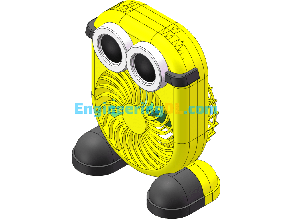 Mini Electric Fan SolidWorks, 3D Exported Free Download