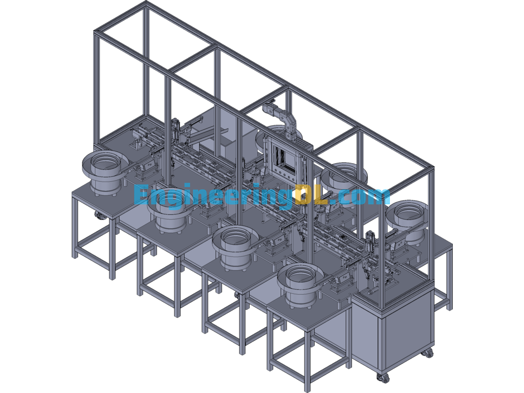 Flexible And Automatic Assembly Equipment With Return Fixture Line 3D Exported Free Download