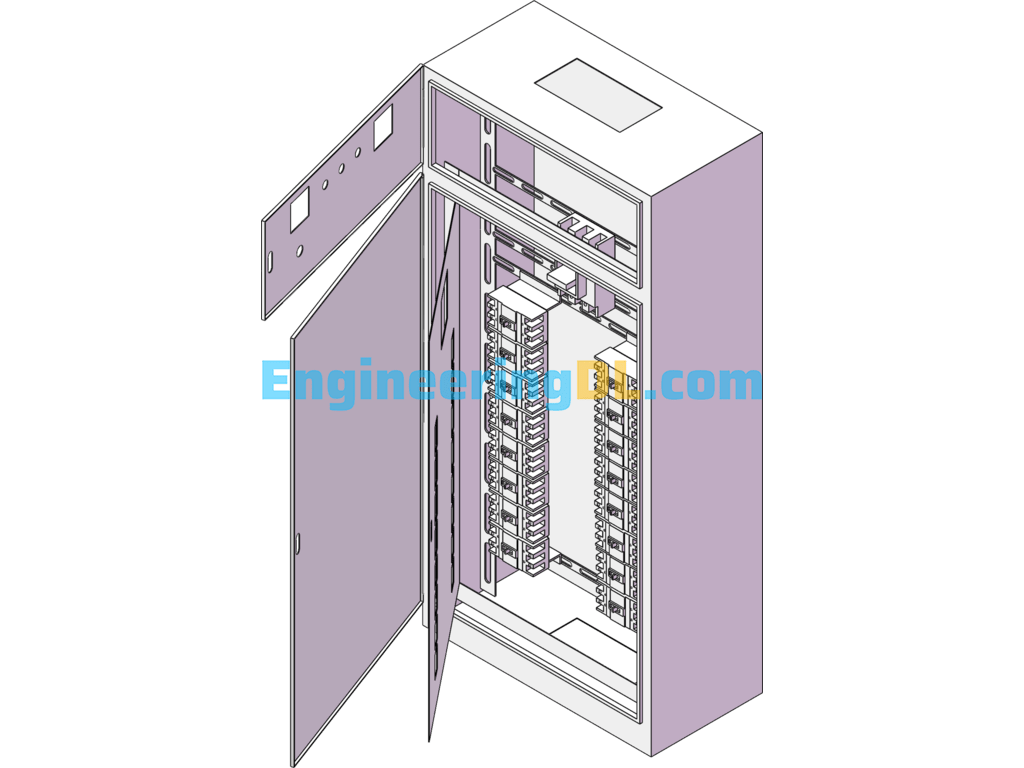Power Distribution Cabinet With Upper And Lower Doors SolidWorks, 3D Exported Free Download