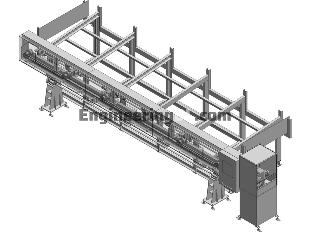 Heavy Duty Round Bar Feeder 3D Model SolidWorks, 3D Exported Free Download