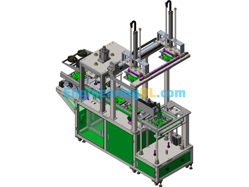 Mass Production Fully Automatic Assembly Equipment (Automatic Carrier Pickup) SolidWorks, AutoCAD, 3D Exported Free Download
