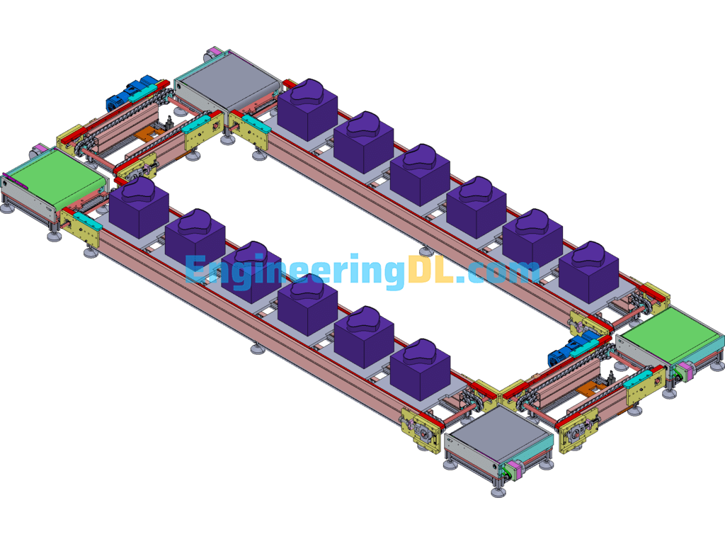 Mass Production Cycle 3x Chain Transplanting Line Body SolidWorks Free Download