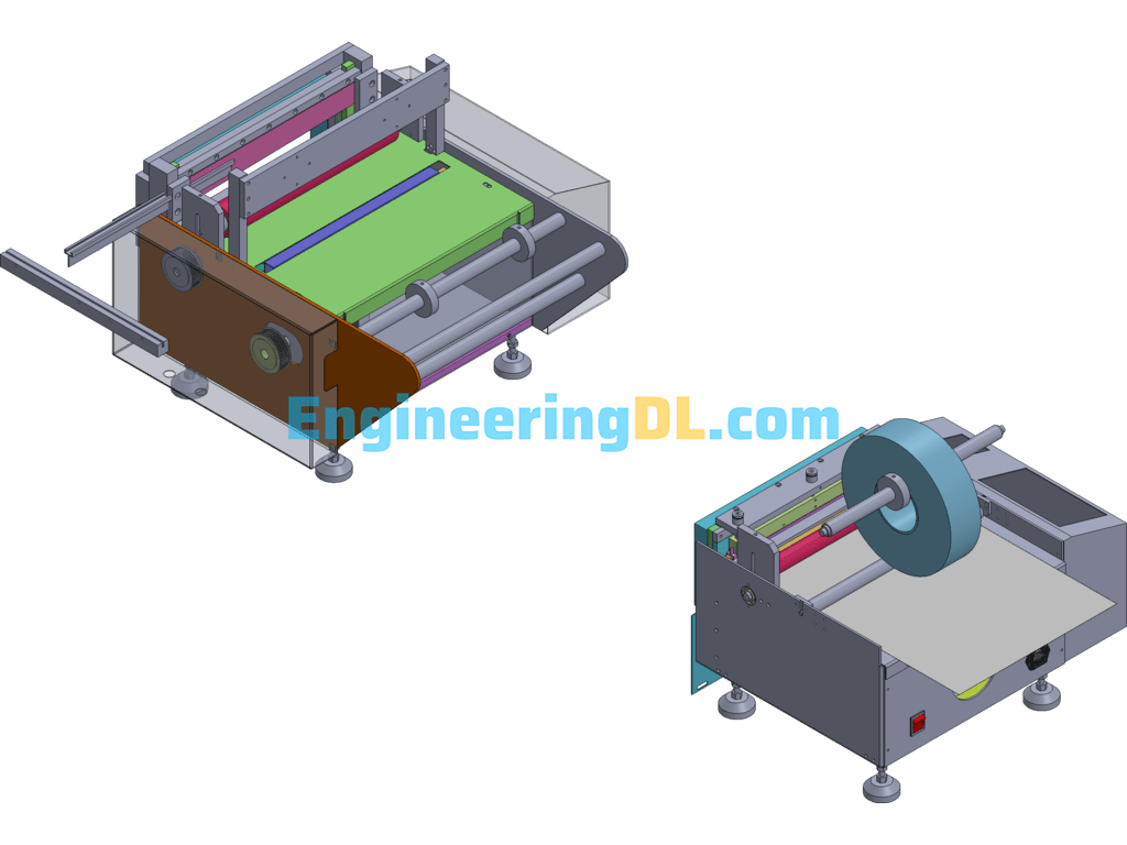 Mass Production Film Plastic Bag Making Machine (Two Models) Pure Electric + Electrical Combination SolidWorks, AutoCAD, 3D Exported Free Download