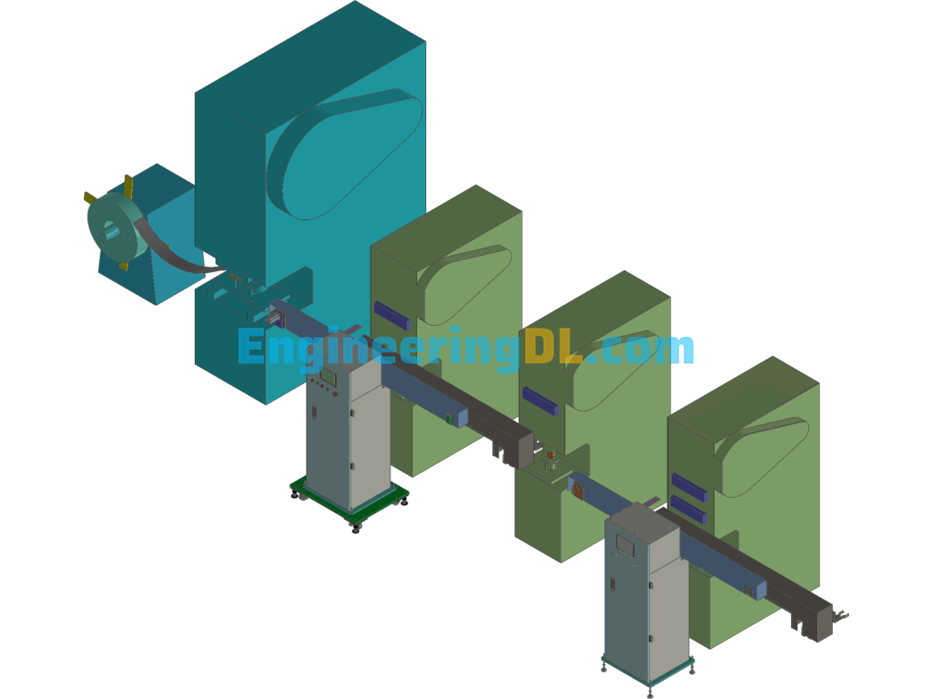 Automatic Stamping Line For Metal Parts 3D Exported Free Download