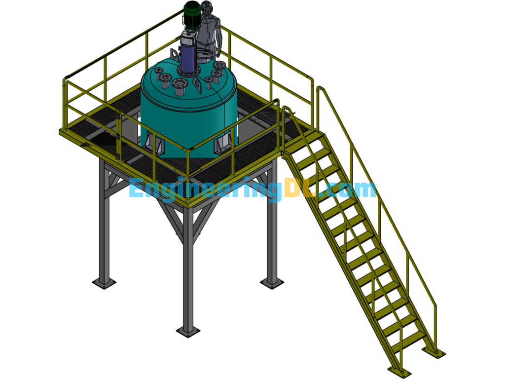 Steel Platform Mixer SolidWorks, 3D Exported Free Download