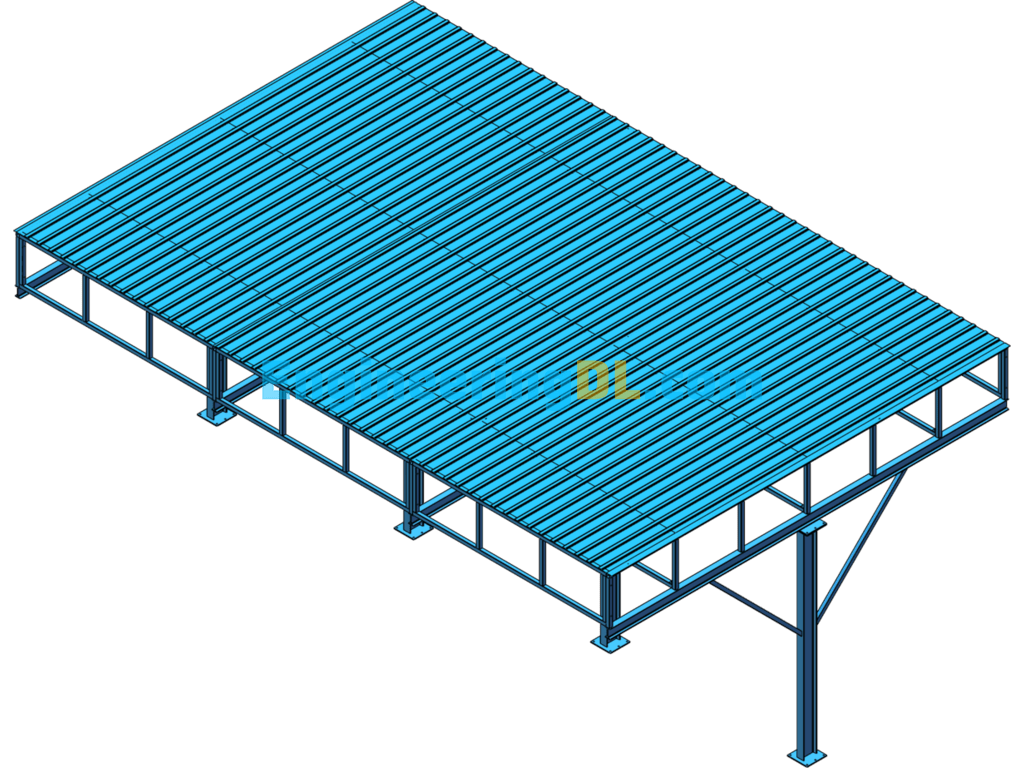 Steel Structure Standardized Processing Shed SolidWorks, 3D Exported Free Download
