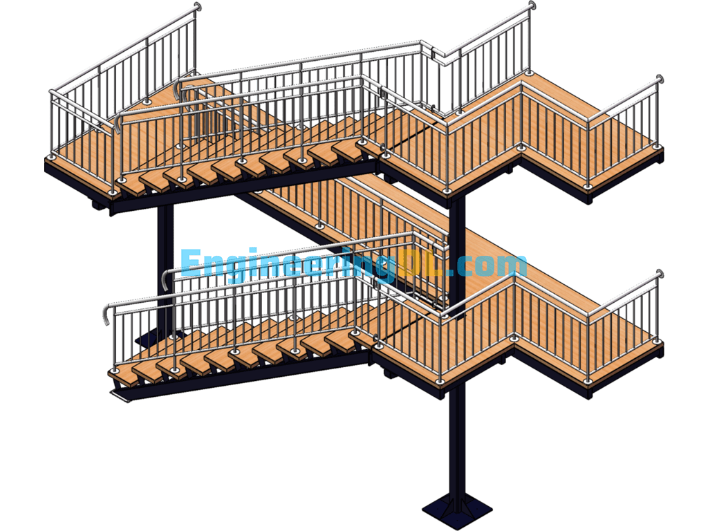 Steel Structure Stairs SolidWorks, 3D Exported Free Download