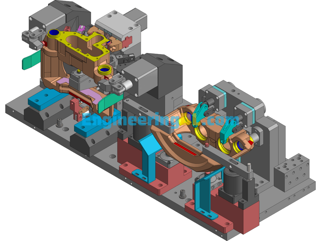 Clamp Body Hydraulic Fixture Diagram SolidWorks, 3D Exported Free Download