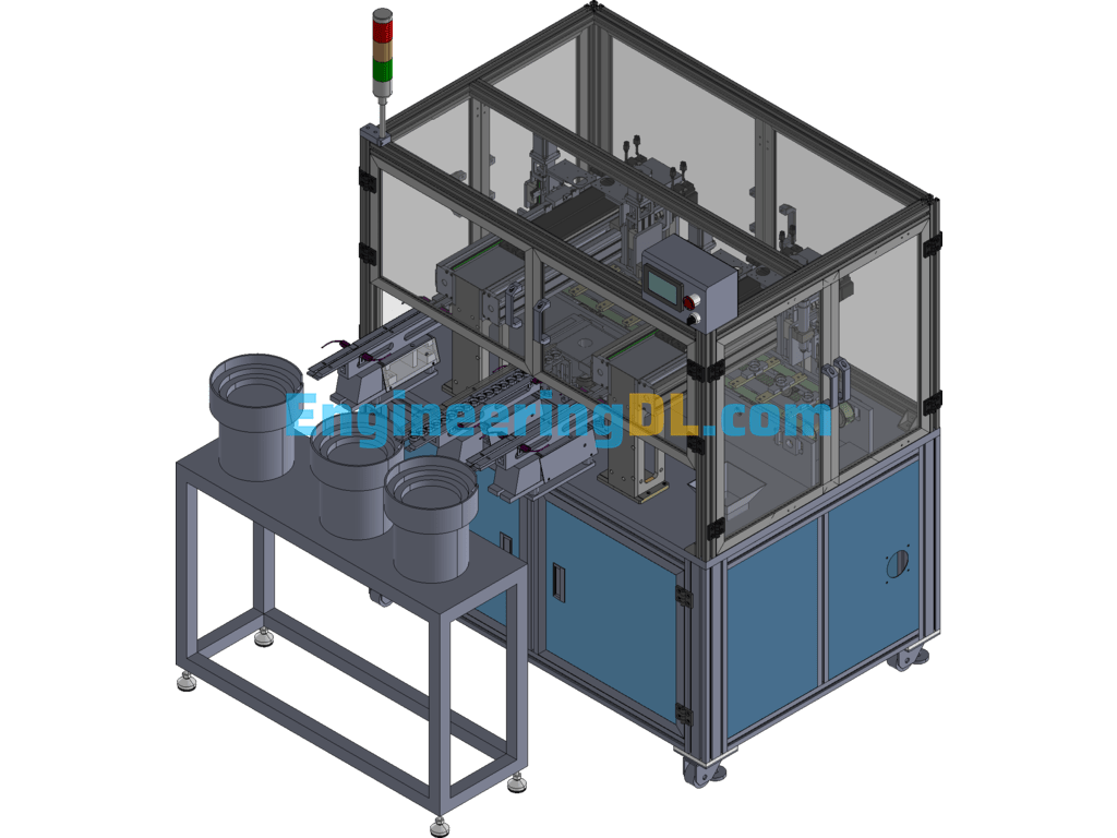 Copper Pillar, Plastic Shell And Iron Sheet Assembly Machine SolidWorks, 3D Exported Free Download