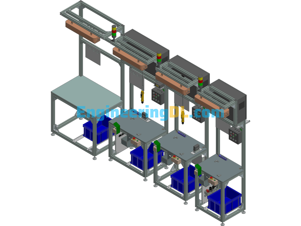 Aluminum Profile Shelf Operating Table Workbench 3D Exported Free Download