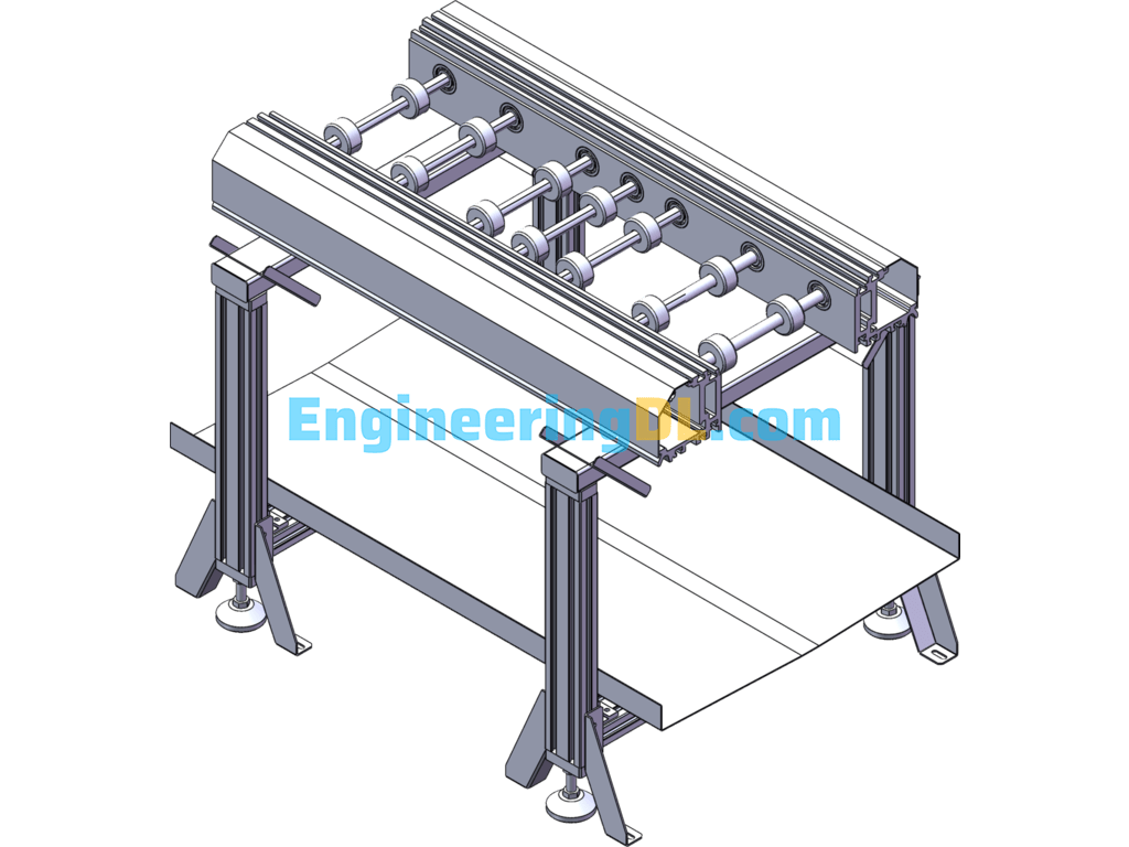 Aluminum Roller Conveyor SolidWorks, 3D Exported Free Download