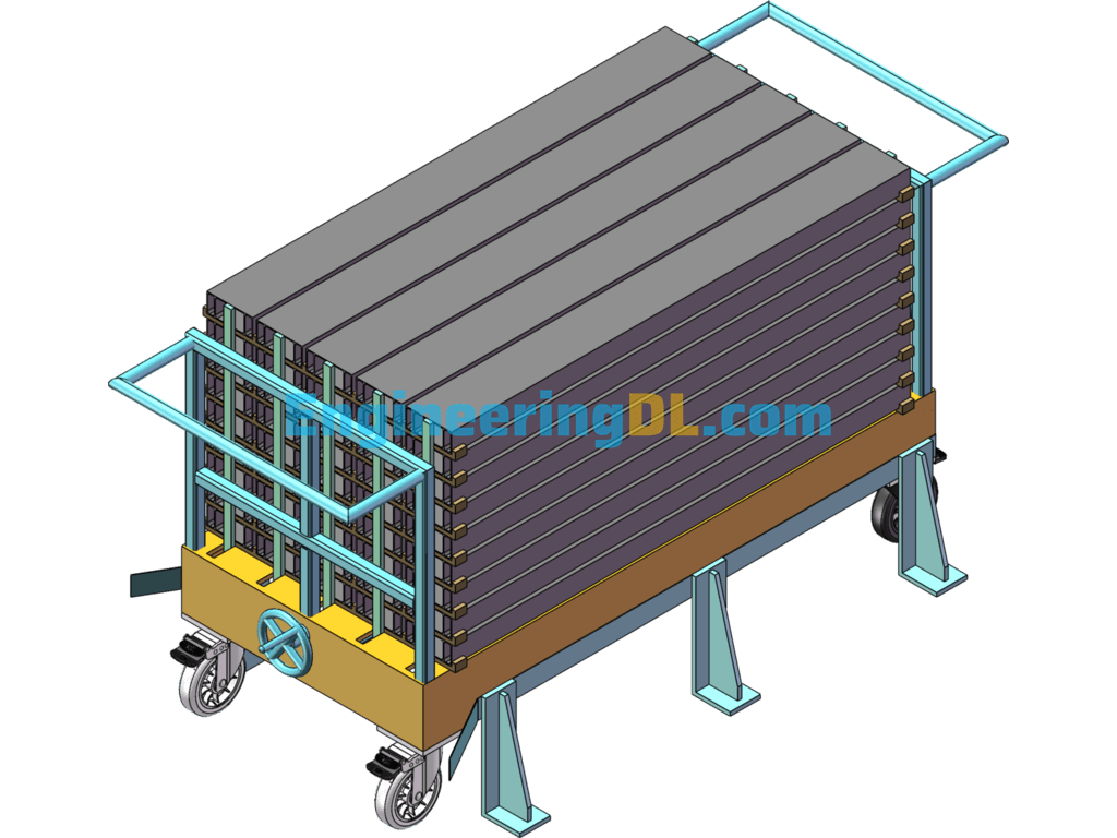 Aluminum Profile Feeding Trolley SolidWorks, 3D Exported Free Download