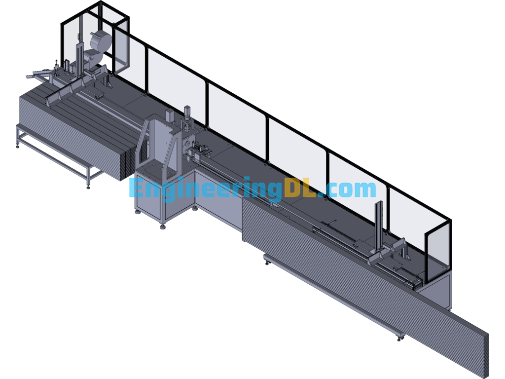 Aluminum Automatic Loading And Unloading Labeling CNC Cutting Machine 3D Exported Free Download