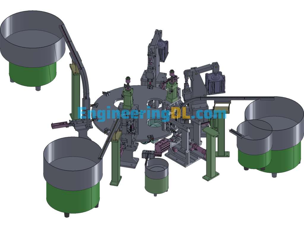 Hinge Two-End Force Assembly Machine SolidWorks, 3D Exported Free Download