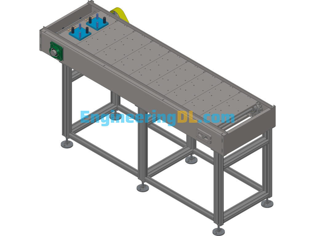 Chain Belt Fixture Conveyor Line 3D Exported Free Download