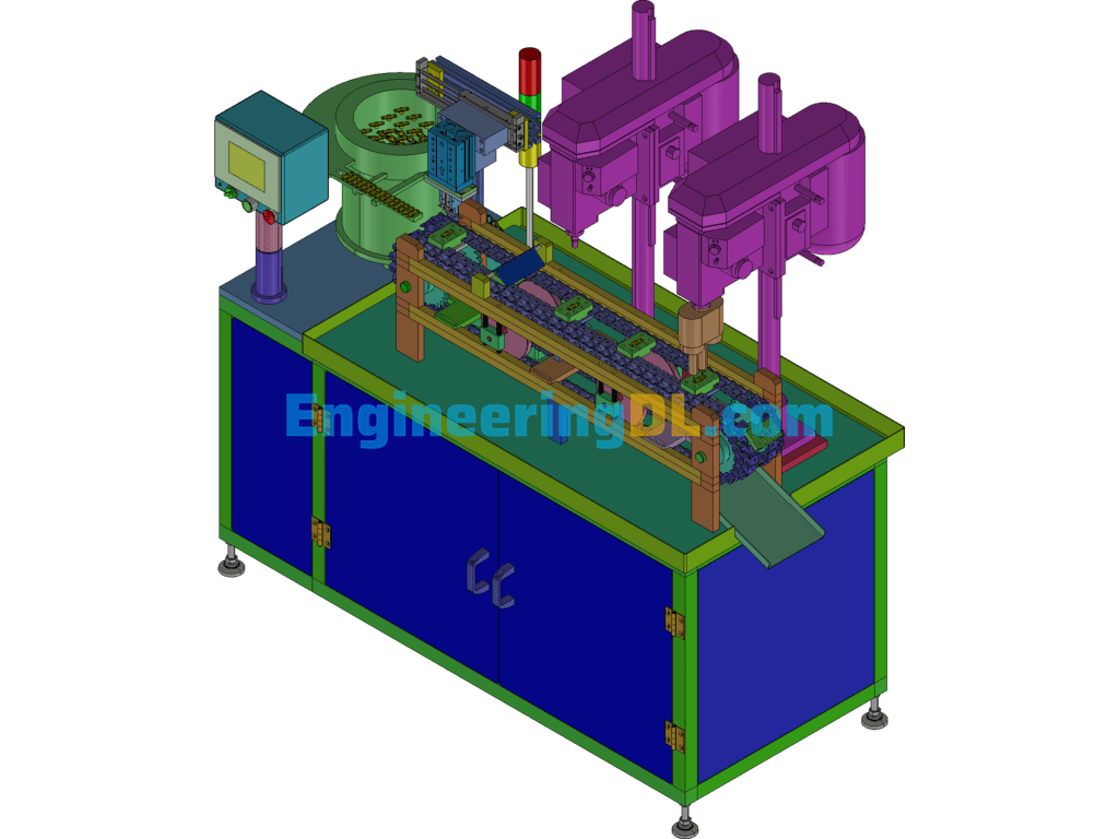 Chain Plate Type Automatic Tapping Machine (CreoProE), 3D Exported Free Download