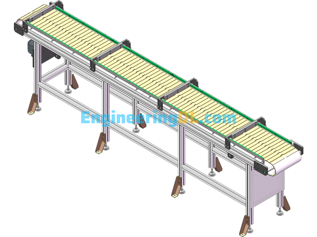 Chain Conveyor Line 3D+Engineering Drawing SolidWorks Free Download