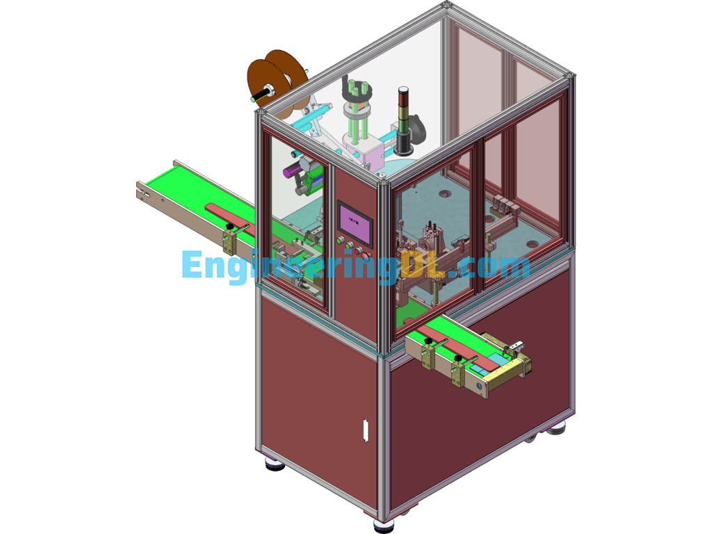 3D Drawing + Engineering Drawing + BOM List Of U Type Protective Film Machine For Lithium Battery Electric Sticker SolidWorks, 3D Exported Free Download