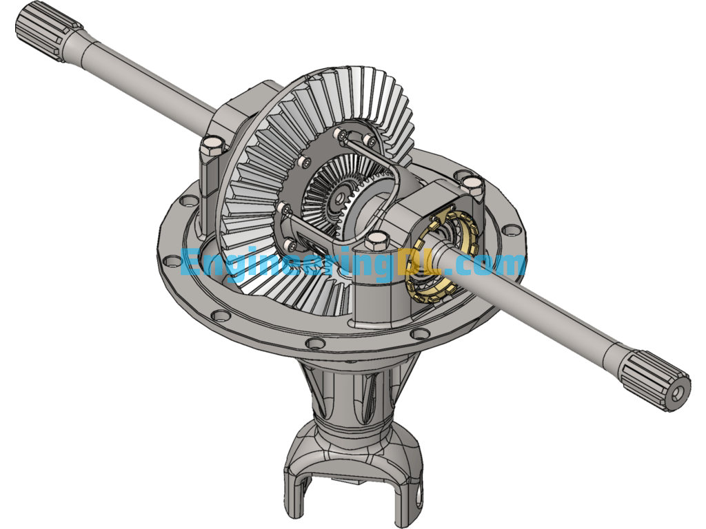 Bevel Gear Differential SolidWorks, 3D Exported Free Download