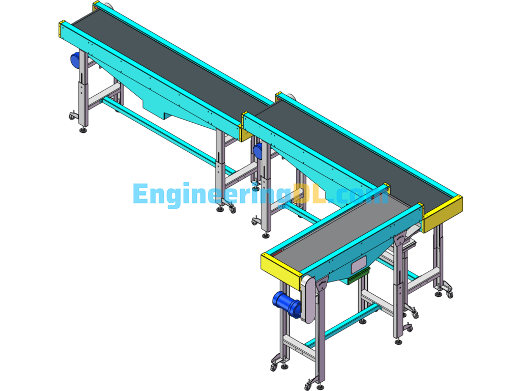 Step Belt Conveyor SolidWorks, 3D Exported Free Download