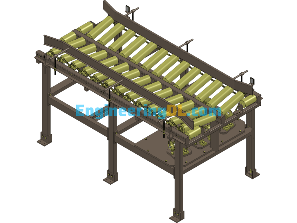 Centralized Roller Conveyor 3D Model + Engineering Drawings + CAD Drawings SolidWorks, AutoCAD Free Download