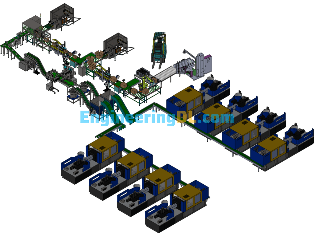 Non-Standard Automated Plastic Parts Production Line SolidWorks, 3D Exported Free Download