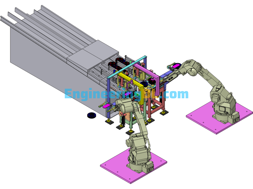 Non-Standard Automatic Assembly Equipment, Robot Assembly Platform SolidWorks, 3D Exported Free Download