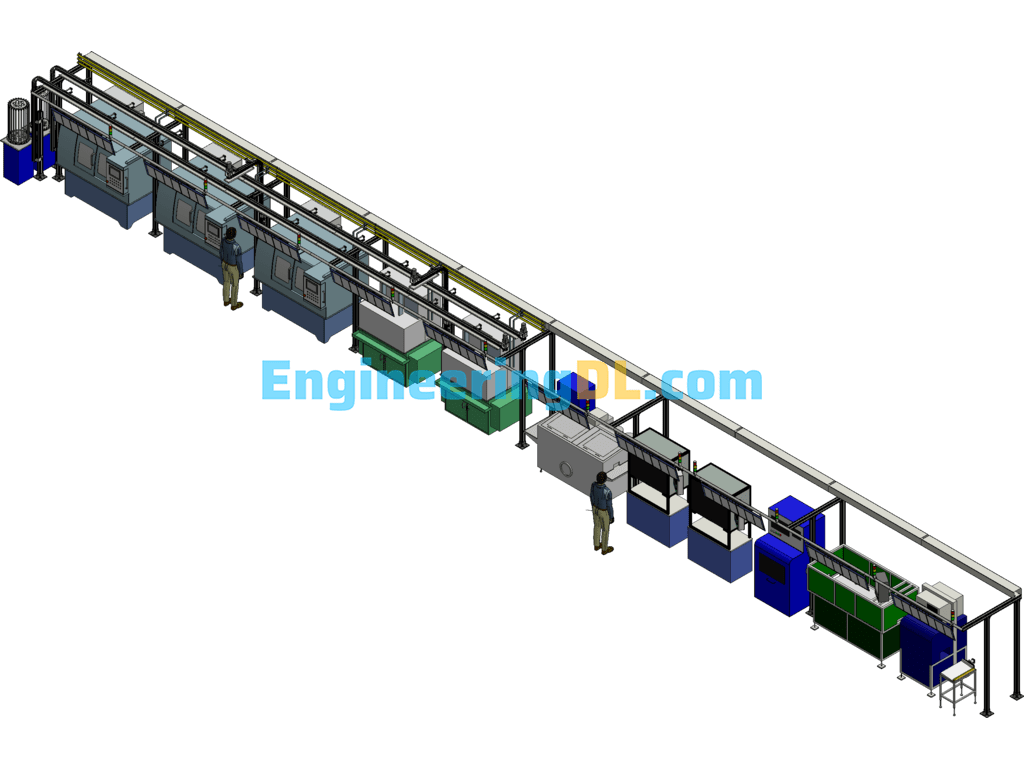 Non-Standard Bearing Pilot Production Line Solution (CreoProE), 3D Exported Free Download