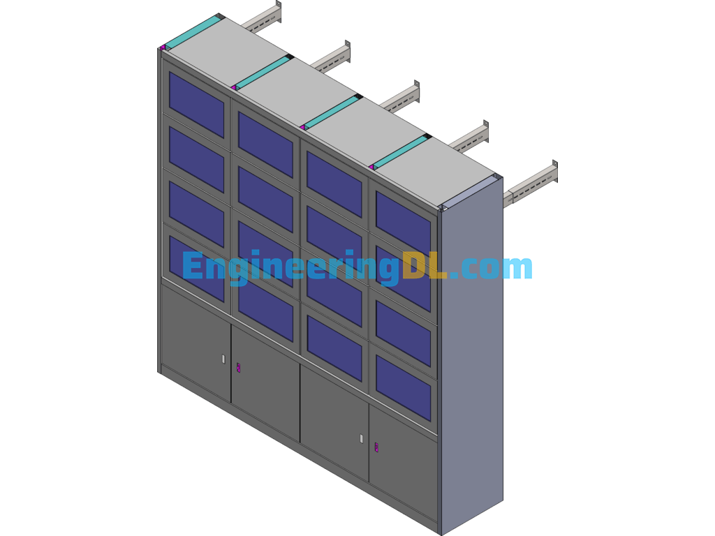 Masked TV Wall SolidWorks, 3D Exported Free Download