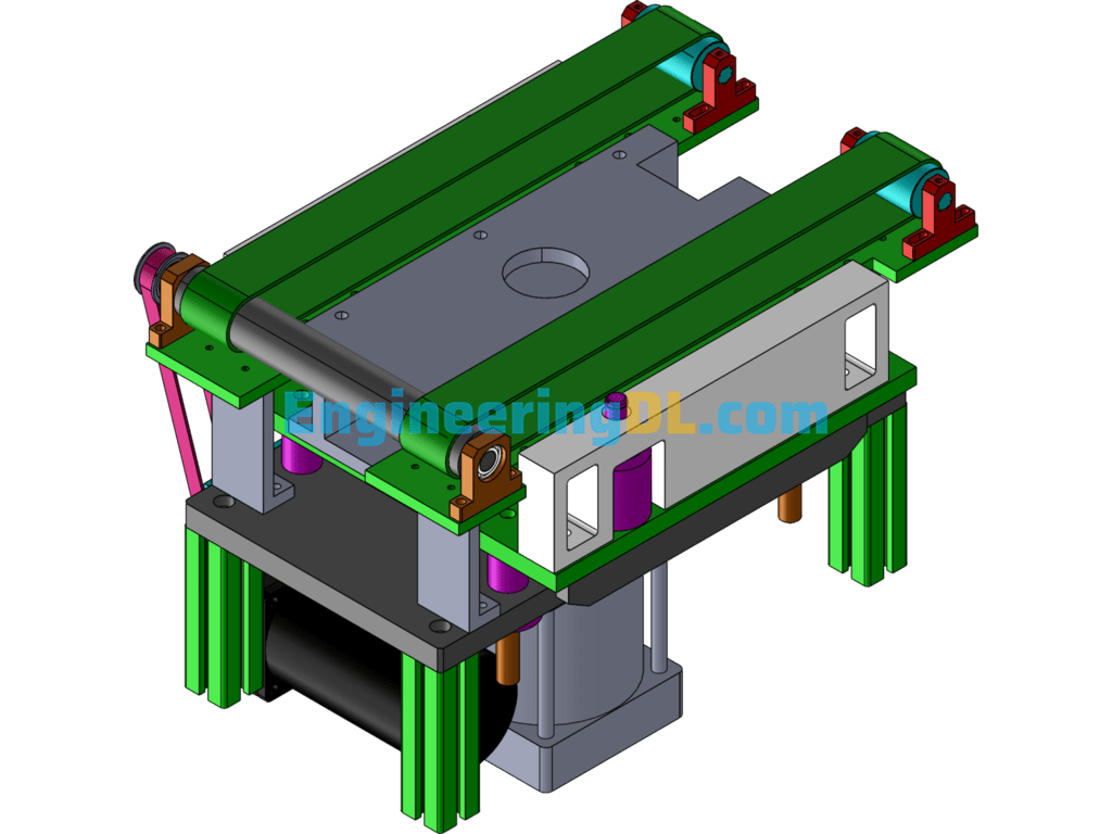 Structure Diagram Of Jacking And Positioning Conveyor Belt SolidWorks Free Download