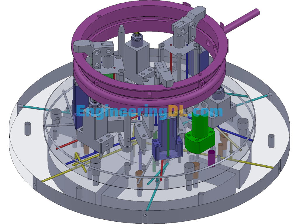 Flywheel Housing Hydraulic Fixture SolidWorks, 3D Exported Free Download