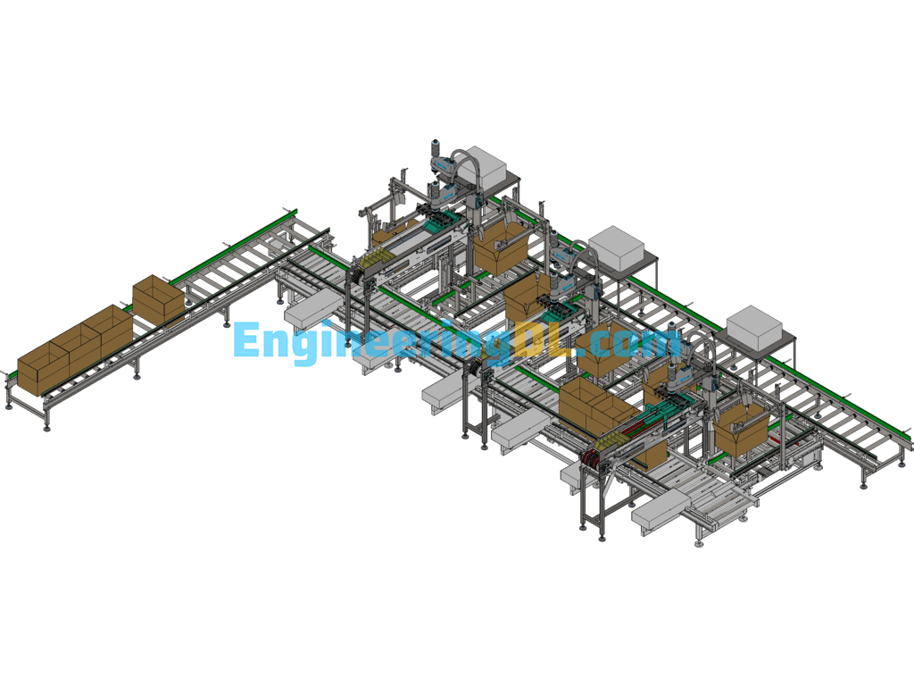 Food Packaging Line SolidWorks, 3D Exported Free Download