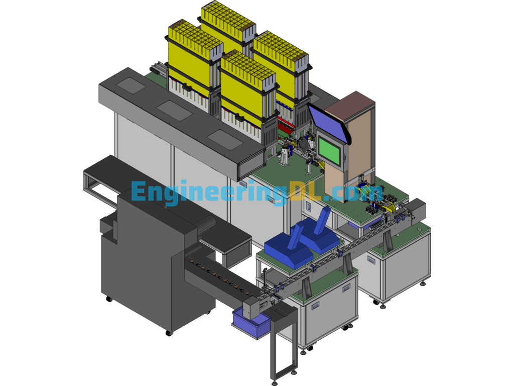 Cookie Inspection And Sorting Packaging Line 3D Exported Free Download