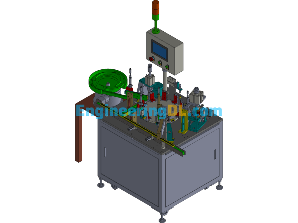 Motor Housing Back Cover Automatic Assembly Machine (CreoProE), 3D Exported Free Download