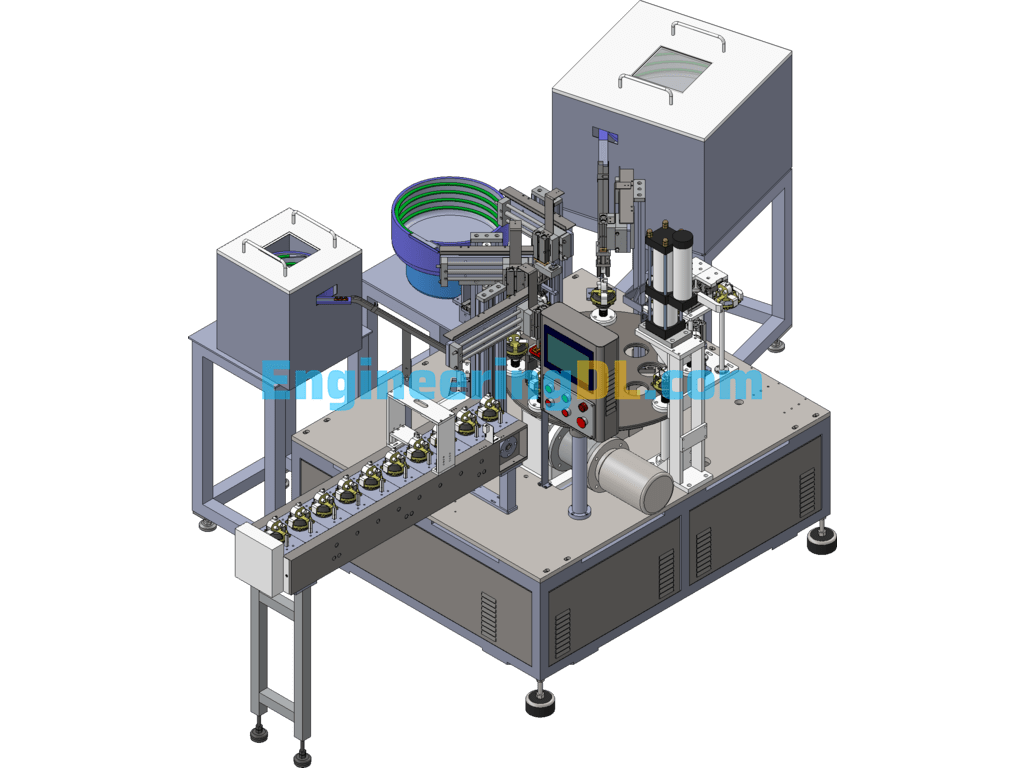 Automatic Assembly Machine For Motor Bobbin Spring Piece (Screw And Nut Assembly) SolidWorks Free Download