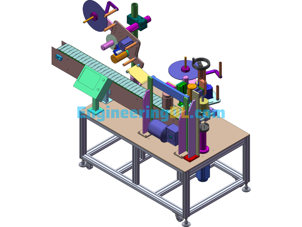 High-Speed Automatic Round Bottle Labeling Machine SolidWorks Free Download