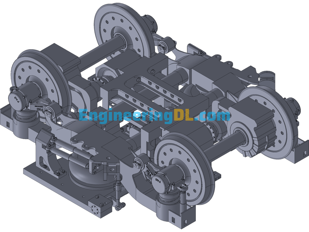 Power Bogie For High-Speed Rolling Stock (Full Parameterization. Graduation Design) (CreoProE), 3D Exported Free Download