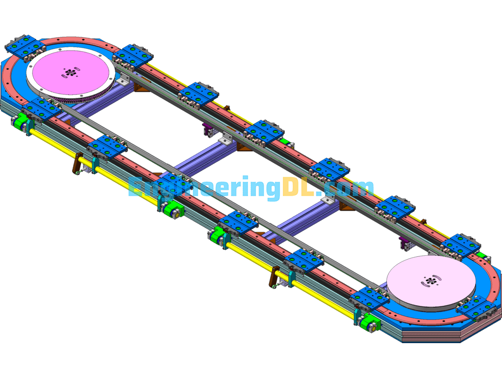 High-Speed Ring Conveyor Line SolidWorks, 3D Exported Free Download