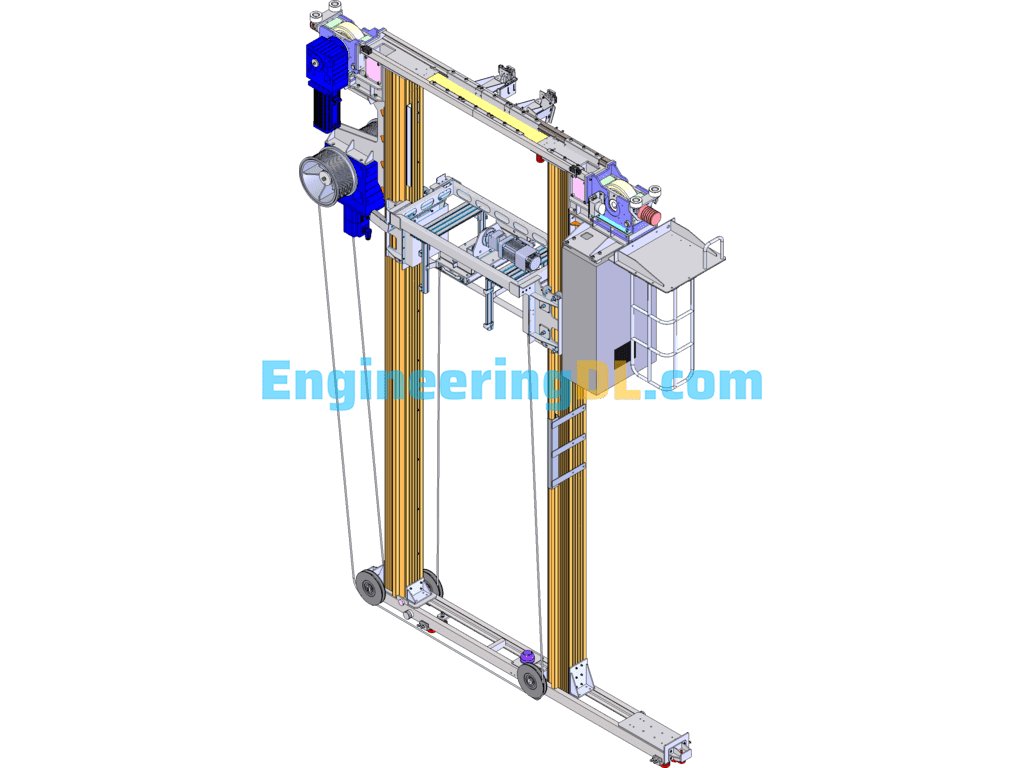 Gantry Type Double Column Stacker SolidWorks, 3D Exported Free Download