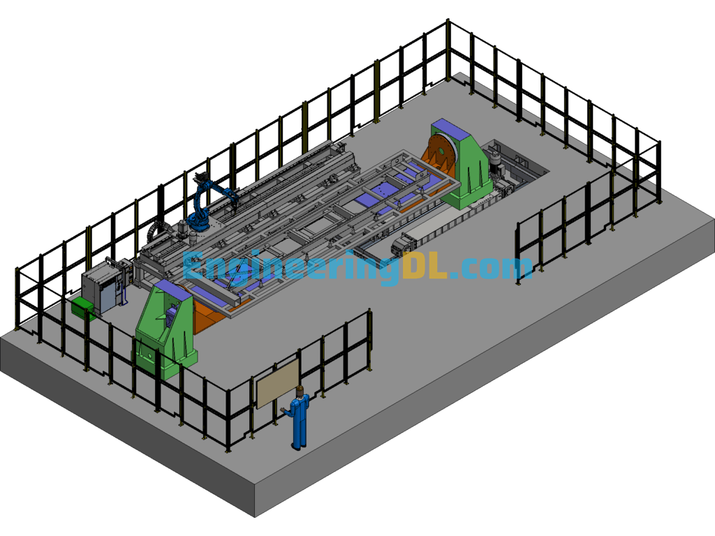 Vibrating Screen Box Robot Welding Line 3D Exported Free Download