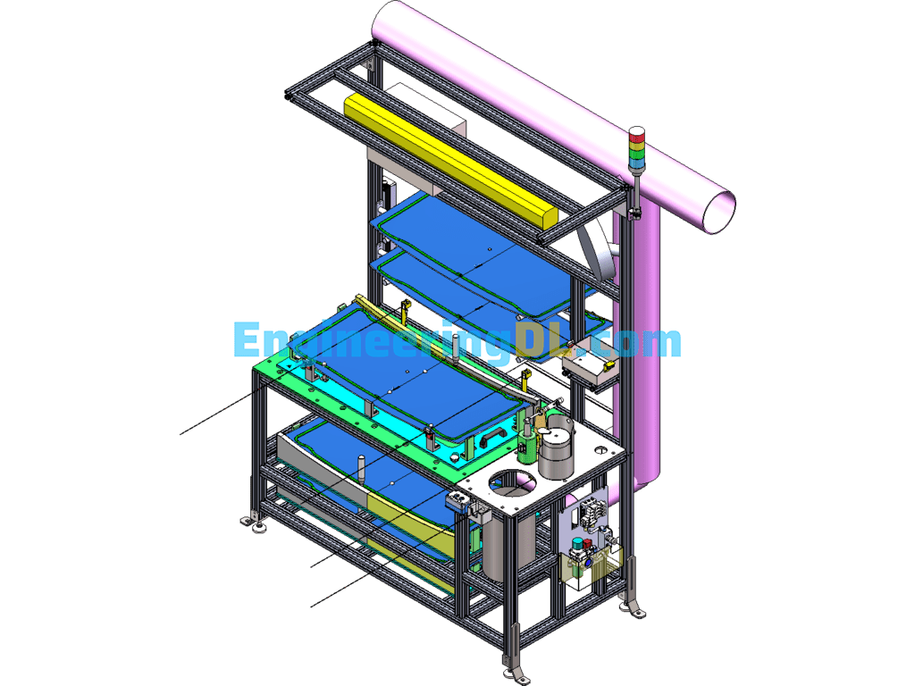 Garbage Truck Front Box Welding Line 3D Exported Free Download